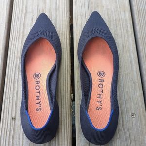 Rothy's Blue Maritime Lattice Stitch Point Flats